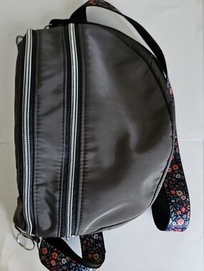 Gray Crossbody Sling Bag with Floral Strap